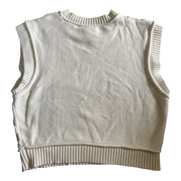 Maeve Anthropologie Cable Knit Sweater Vest Cream XS/S Preppy Cropped - Picture 3 of 4